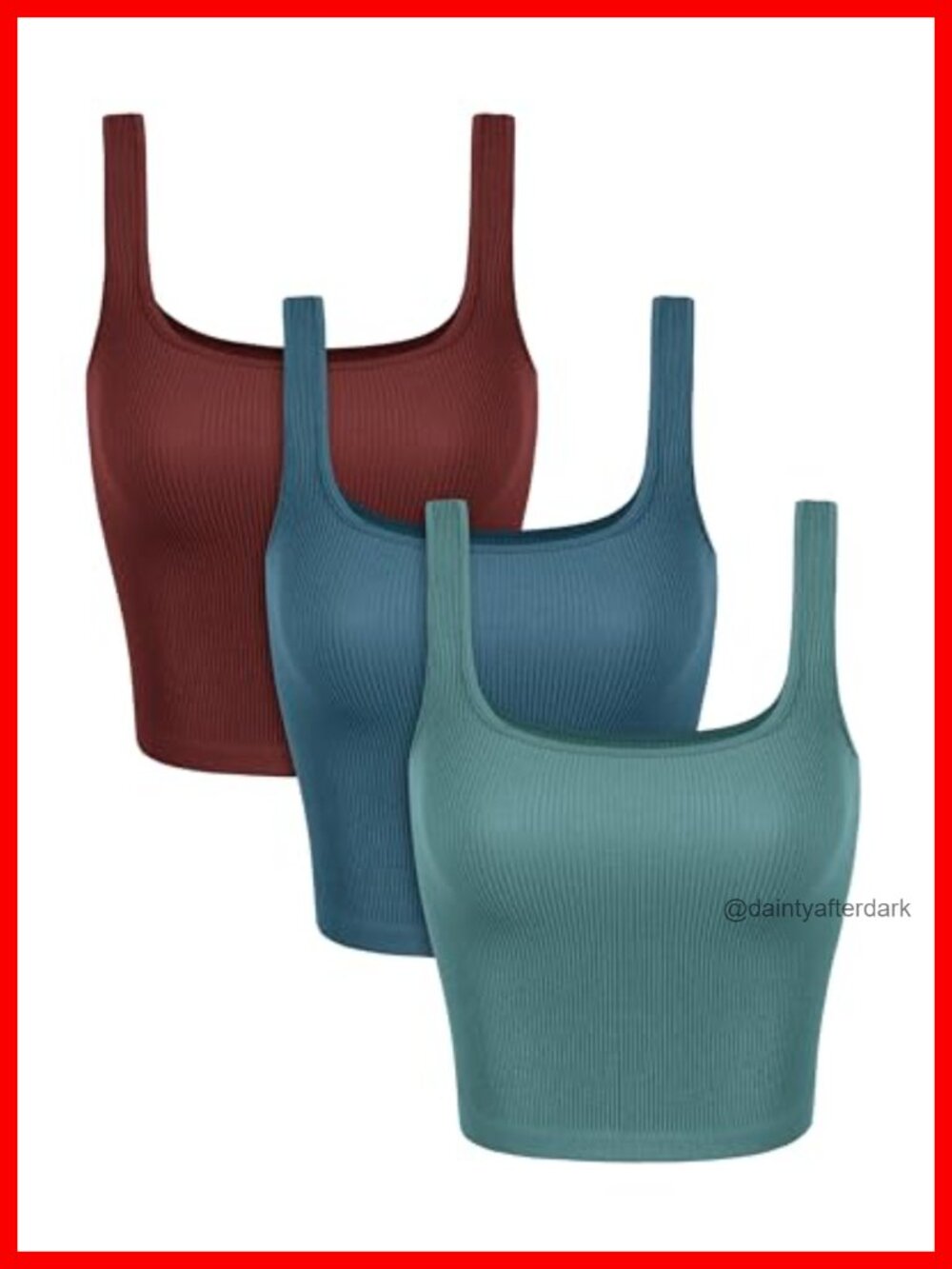 Seamless Ribbed Knit Square Neck Crop Tank Top Slim Fit Yoga Workout